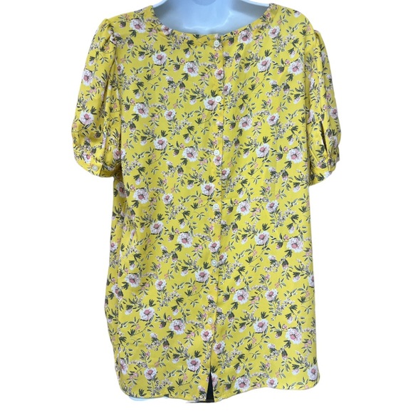 SzLP Loft Yellow Floral Print Blouse NWT - Picture 6 of 7